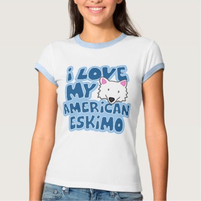 I Love My American Eskimo Ladies Ringer T-Shirt by MenagerieMayhem