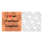 I Love My American Longhair Pawprint Picture Card
