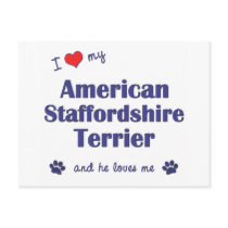 I Love My American Staffordshire (Male Dog) Postcard