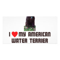 I Love My American Water Terrier Photo Card Template