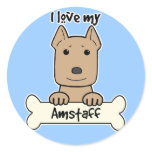 I Love My Amstaff Round Stickers