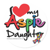 I Love My Aspie Daughter Round Stickers