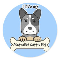 I Love My Australian Cattle Dog Round Stickers
