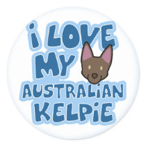 I Love My Australian Kelpie Stickers