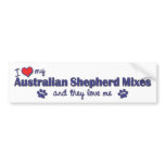 I Love My Australian Shepherd Mixes (Multi Dogs) bumper stickers