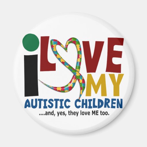 I Love My Autistic Children 2 AUTISM AWARENESS Fridge Magnets