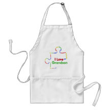 I Love my autistic Grandson Puzzle Piece Aprons