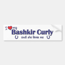I Love My Bashkir Curly (Female Horse) Bumper Sticker