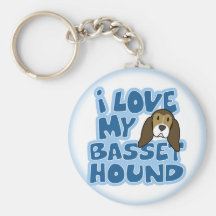 I Love My Basset Hound Keychain