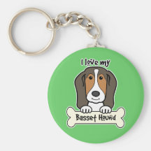 I Love My Basset Hound Keychains