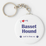 I Love My Basset Hound (Male Dog) Keychain