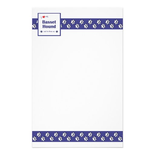 I Love My Basset Hound (Male Dog) Custom Stationery