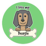 I Love My Beagle Round Sticker
