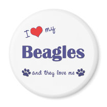 I Love My Beagles (Many Dogs) Fridge Magnets
