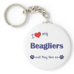 I Love My Beagliers (Multiple Dogs) keychains