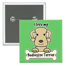 I Love My Bedlington Terrier Button