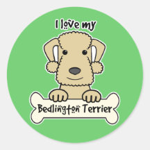 I Love My Bedlington Terrier Round Sticker