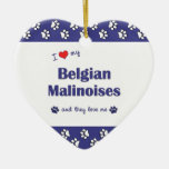 I Love My Belgian Malinoises (Multiple Dogs) Ornament