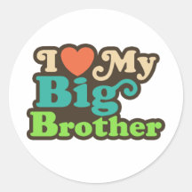 I Love My Big Brother Round Stickers
