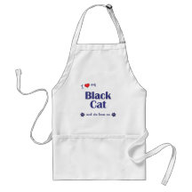 I Love My Black Cat (Female Cat) Aprons