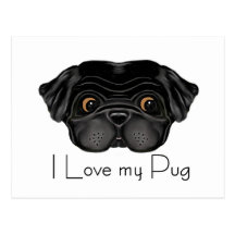 I Love my Black Pug Post Cards