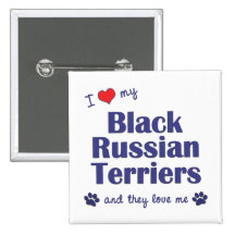 I Love My Black Russian Terriers (Multiple Dogs) Pinback Buttons