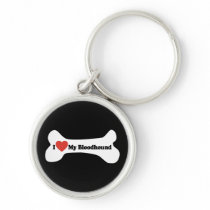 I Love My Bloodhound - Dog Bone Keychain