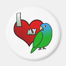 I Love my Blue Crowned Conure Fridge Magnet