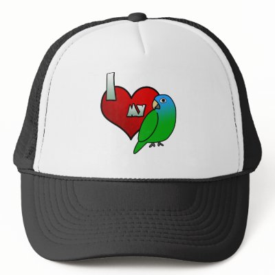 I Love my Blue Crowned Conure Mesh Hats by MenagerieMayhem