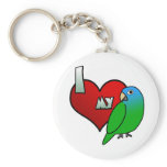 I Love my Blue Crowned Conure keychains