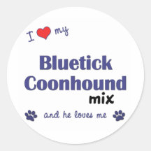 I Love My Bluetick Coonhound Mix (Male Dog) Stickers