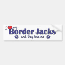 I Love My Border Jacks (Multiple Dogs) Bumper Sticker