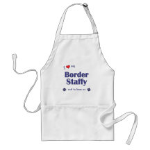 I Love My Border Staffy (Male Dog) Aprons