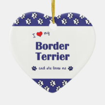 I Love My Border Terrier (Female Dog) Christmas Tree Ornaments