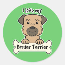 I Love My Border Terrier Round Sticker