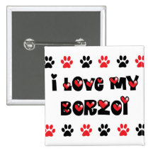 I Love My Borzoi Pinback Button