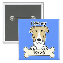 I Love My Borzoi Pins