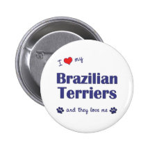 I Love My Brazilian Terriers (Multiple Dogs) Pinback Button