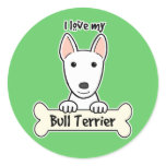 I Love My Bull Terrier Round Sticker