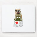 I Love My Bulldog mousepads