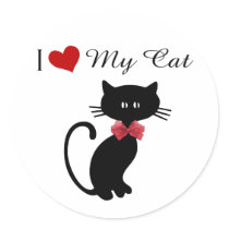 I Love My Cat Round Stickers