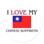 I Love My Chinese Boyfriend Round Sticker