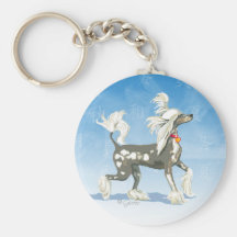 I Love My Chinese Crested Dog Art Keychain