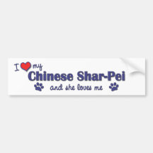 I Love My Chinese Shar-Pei (Female Dog) Bumper Stickers