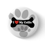 I Love My Collie - Dog Bone buttons