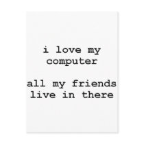 i love my computer post cards