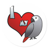 I Love my Congo African Grey Stickers