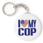 I Love My Cop keychains