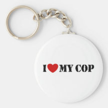 I Love My Cop Keychains
