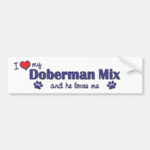 I Love My Doberman Mix (Male Dog) Bumper Sticker